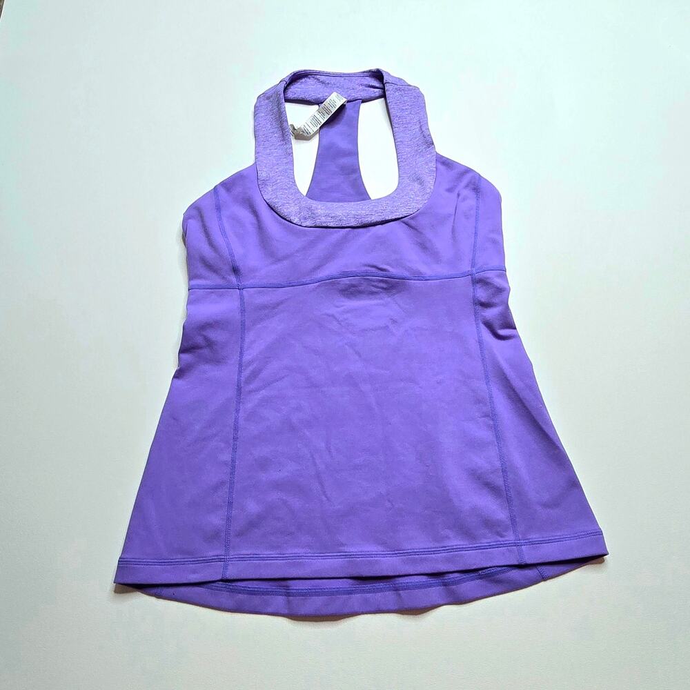 Lululemon Scoop Neck Tank Top Built In Bra Purple Lilac Womens 8 Athletic Yoga